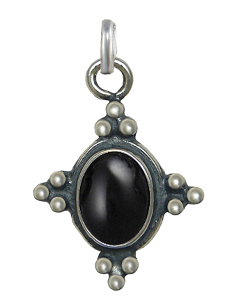 Sterling Silver Little Black Onyx Pendant Necklace